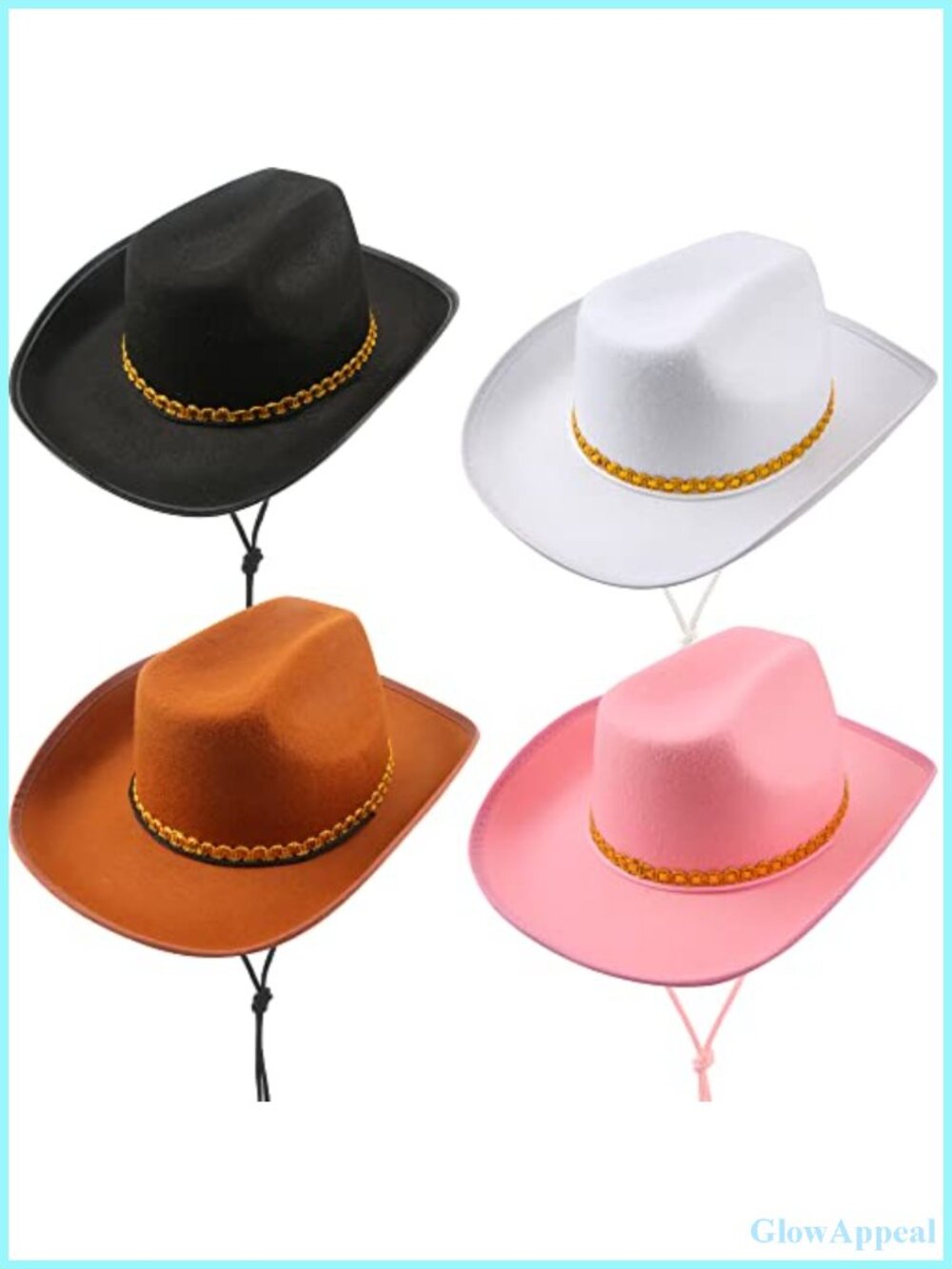 Cowboy Hats for Adults - 4 Pack Novelty Western Costume Hats Halloween Party
